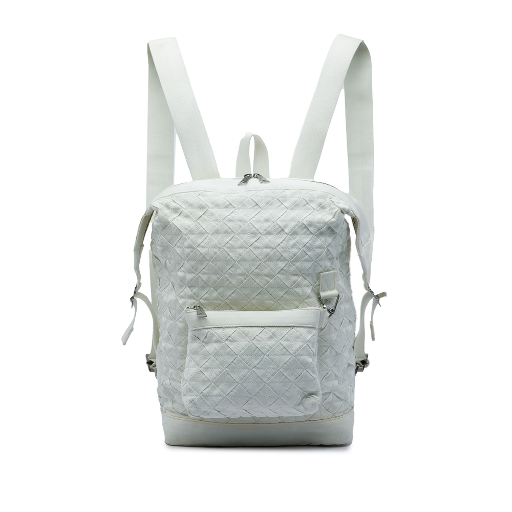Pre-Loved Bottega Veneta Canvas Intrecciato Webbing Backpack